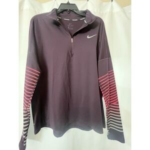 Nike Pullover Womens Large Purple Golf Dri-Fit Long Sleeve 1/4 Zip Running. H52